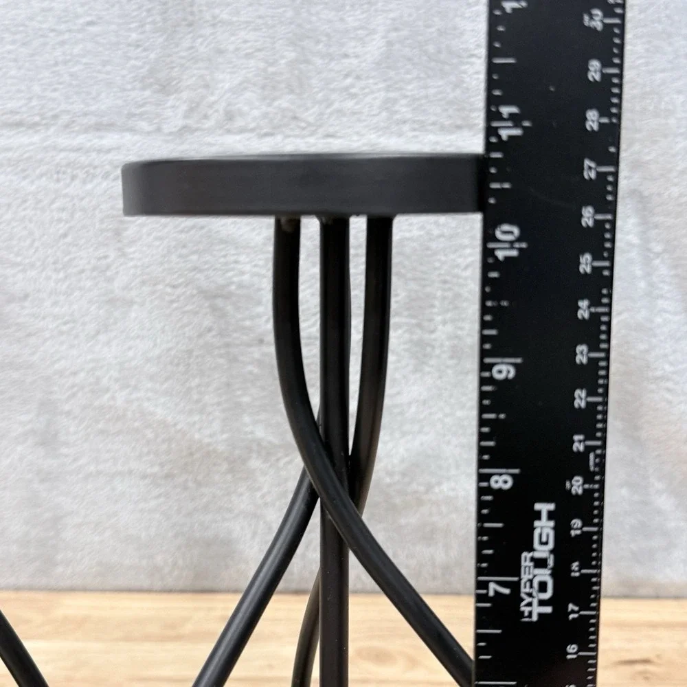 Black‎ Metal Pillar Candle Holders Set of 2 Tall 13.75